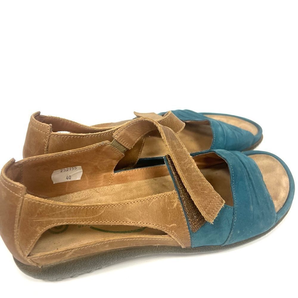 Naot teal nubuck and brown comfort leather sandals 40 - Picture 5 of 9